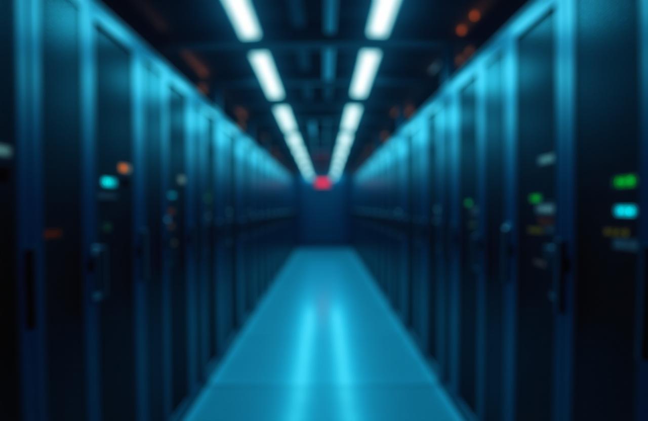 Professionele ASIC mining hardware opstelling in een datacenter