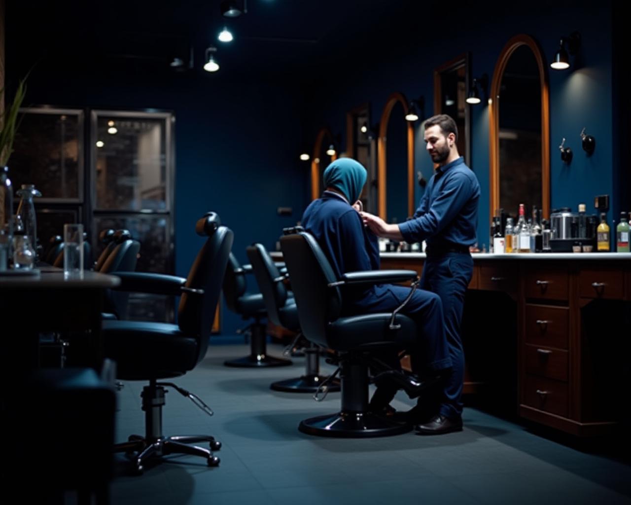 Interno della barberia Marineluxe a Roma